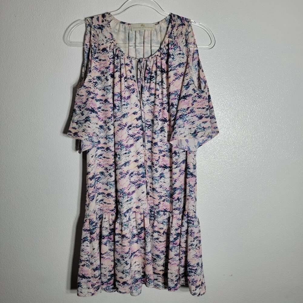 Amanda Uprichard Dress Size Medium Cold Shoulder Drop Waist Pullover Snake Print - Picture 2 of 7